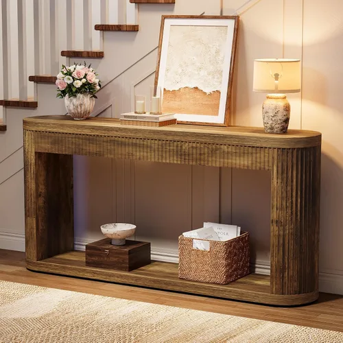 Vista 4 de Tribesigns Mesa consola de 63 pulgadas para entrada, mesa de sofá de madera estrecha detrás del sofá para entrada, pasillo, vestíbulo, puerta