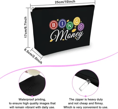 Vista 2 de Sfodiary Bolsa de regalo para amantes de los juegos de bingo - Bolsa de cosméticos para amantes del casino para mujeres Bingo Player, Bolsa de Bolsa