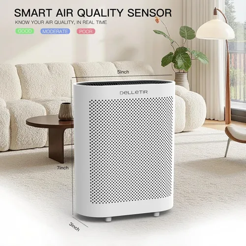 Vista 6 de Purificador de aire True HEPA GL-FS32 Sistema de filtración de 4 etapas, funcionamiento ultrasilencioso y sensor de calidad del aire, ideal