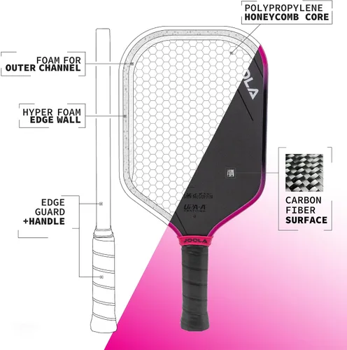 Vista 3 de JOOLA Tyson McGuffin 3S 14mm Pala de Pickleball - Forma Alargada con Mango Más Corto. Tecnología de Superficie de Carbono Cargado para Potencia