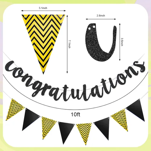 Vista 3 de Boao Cartel de felicitación preencordado con purpurina de 10 pies para graduación, boda, jubilación, baby shower, cumpleaños, decoración de fiesta