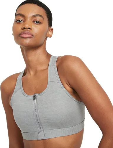 Vista 3 de Nike Swoosh - Brasier deportivo acolchado con cremallera frontal y soporte medio para mujer