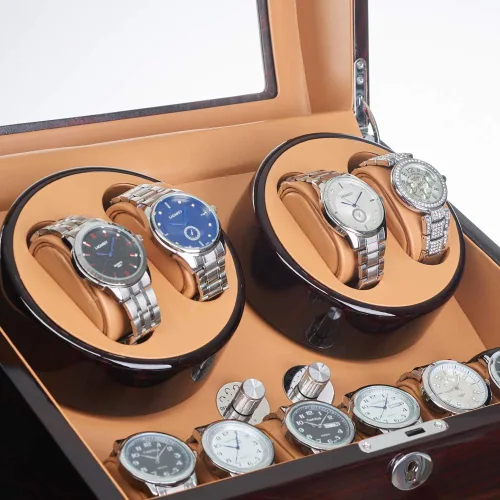 Vista 6 de JQUEEN 4 bobinas automáticas de reloj con 6 cajas de almacenamiento