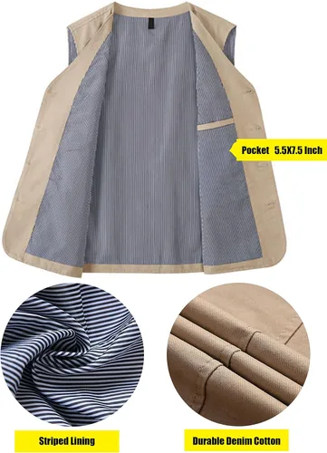 Vista 3 de HangNiFang - Chaleco casual con cuello en V para hombre