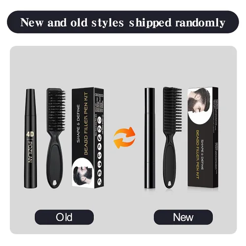Vista 10 de Kit de aseo de barba negra resistente al agua de larga duración para hombre, bolígrafo de punta de micro-tenedor, cepillo de cerdas para bigote