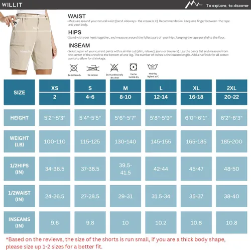 Vista 8 de Willit - Pantalones cortos de senderismo tipo cargo para mujer, de 10 pulgadas, elásticos, para golf, activos, de secado rápido, pantalones cortos