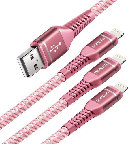Vista 12 de Cargador corto para iPhone de 1 pie, paquete de 3 [certificado Apple MFi], cable USB a Lightning, cable de carga rápida trenzado de nailon