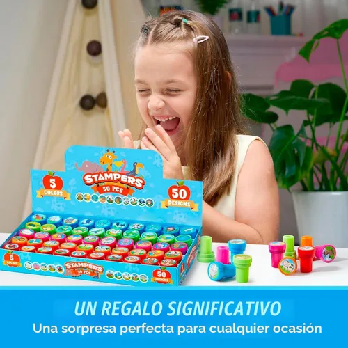 Vista 7 de JOYIN 50 sellos de animales para niños, con 50 diseños diferentes, granja, animales marinos, sellos para manualidades, caja de premios juguetes