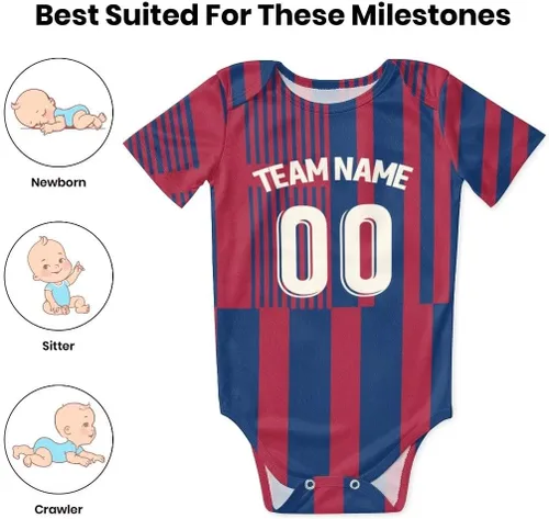 Vista 6 de Body de fútbol personalizado para bebé, camiseta de fútbol para niños pequeños, número de nombre personalizado