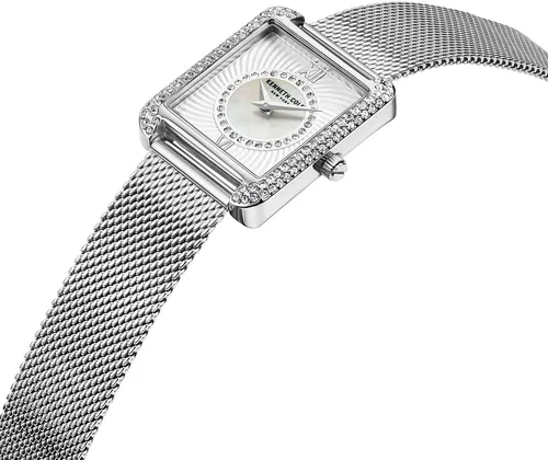 Vista 2 de Kenneth Cole New York Reloj clásico reloj de lujo para mujer, reloj de acero inoxidable, resistente al agua, elegante diseño rectangular con esfera