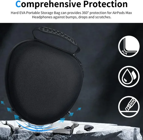 Vista 7 de Funda rígida para AirPods Max con modo de sueño, funda de transporte para auriculares con almohadillas de silicona para AirPods