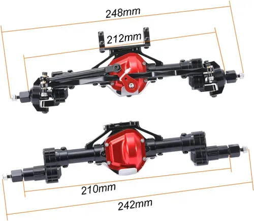 Vista 2 de RZXYL 1/10 Ejes Portal completos de aleación de aluminio para Axial SCX10 D90 RC Crawler Car Upgrades (negro)