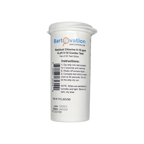 Vista 4 de Bartovation Cloro residual 0-10 ppm y pH 5-10 tiras reactivas, paquete de 50 Combo Multi 2 Pad Test, fabricado en Estados Unidos