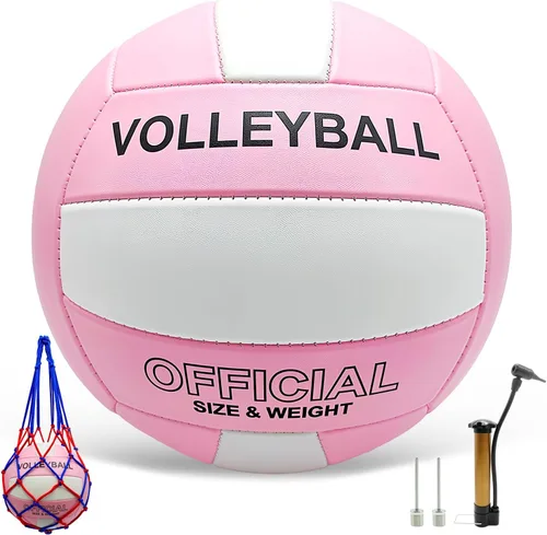 Vista 9 de Balón de Voleibol Tamaño Oficial 5 para Interior y Exterior, Kit de Voleibol Blando de PU Más Grueso con Bomba de Bola para Juego en la Playa