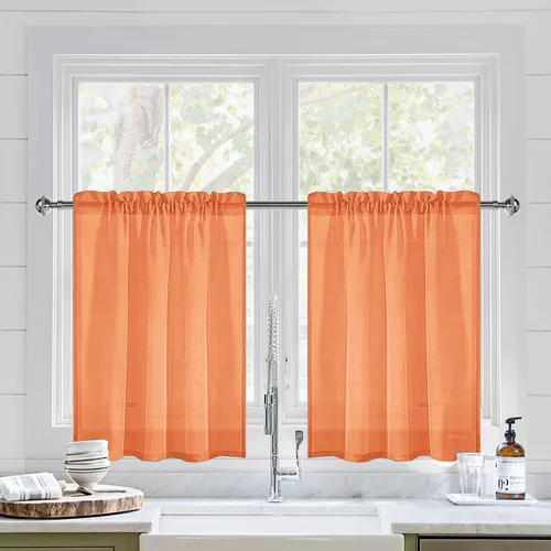 Vista 44 de DWCN Cortinas Transparentes Aqua de Voile Semitransparente con Bolsillo para Barra para Dormitorio y Sala de Estar, 36 x 36 pulgadas de Largo, Juego