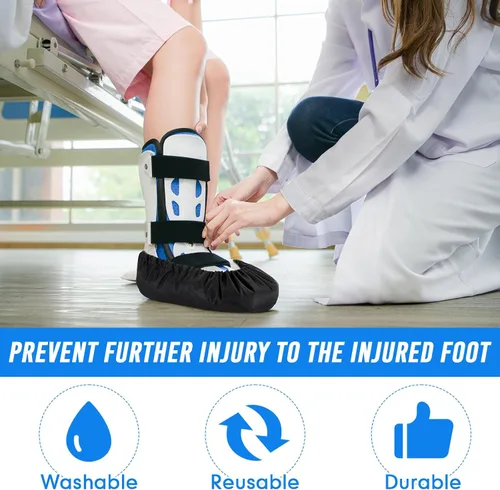 Vista 6 de Shyyween 2 piezas de fundas para botas de caminar Air Cam para fracturas médicas, fundas impermeables para botas de yeso, fundas para zapatos