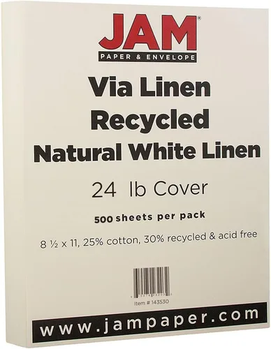 Vista 13 de JAM PAPER Strathmore 24 lb Papel - 90 g/m² - 8,5 x 11 - Lino Blanco Brillante - 500 Hojas/Resma