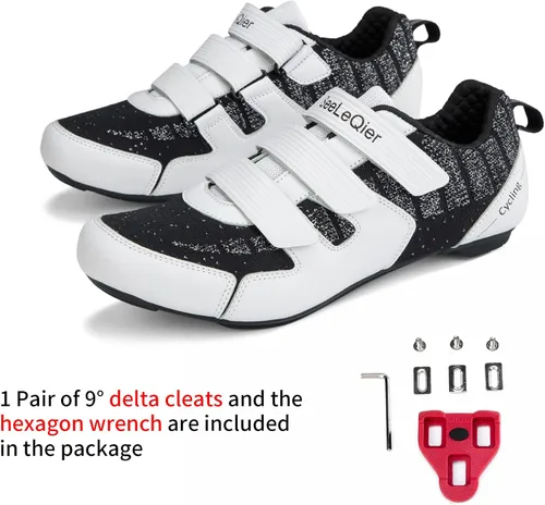 Vista 3 de SeeLeQier Mens Cycling Shoes Women Compatible with Peloton Bike Shoes Indoor Clip in Peleton Road Bike Bicycle Riding Racing Biking Shoes with Delta