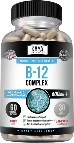 Vista 11 de Kaya Naturals Complejo B-12 Suplemento multivitamínico para mujeres y hombres potenciador de energía y metabolismo Vitamina del complejo B