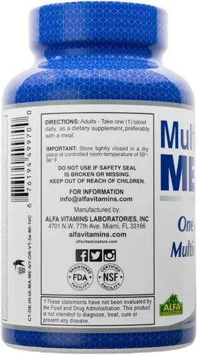 Vista 4 de Multi Men 100 Tabletas - Suplemento dietético - Vitaminas y Minerales - Hierbas - Aminoácidos - Antioxidantes