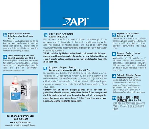 Vista 2 de API Kit de prueba de pH para acuario de agua dulce de 250 pruebas, juego de 4 piezas