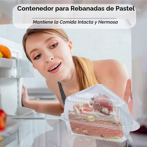 Vista 5 de MFDSJ 100 Piezas de Envases de Plástico para Rebanadas de Pastel con Tapas de 5 Pulgadas con Tapa con Bisagras para Pastel de Queso, para Hogar