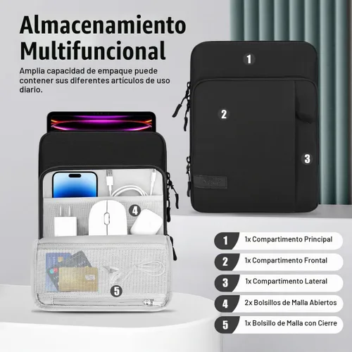 Vista 4 de TiMOVO Funda para Tablet de 13 Pulgadas con Correa para Hombro para iPad Air 13" M3 2025, iPad Pro 13"/12.9", Galaxy Tab S9 Plus/S10+/S10 Plus/S9