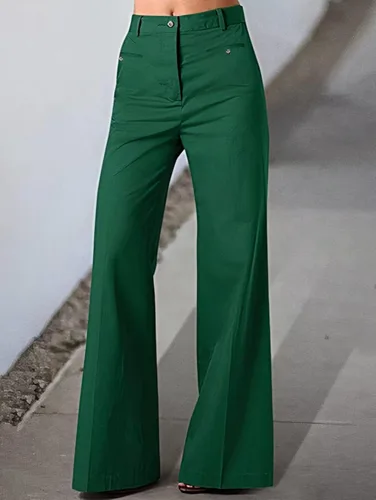 Vista 2 de Flamingals Pantalones de mezclilla holgados estilo cargo con bolsillo para mujer, estilo casual, con botones frontales, modernos
