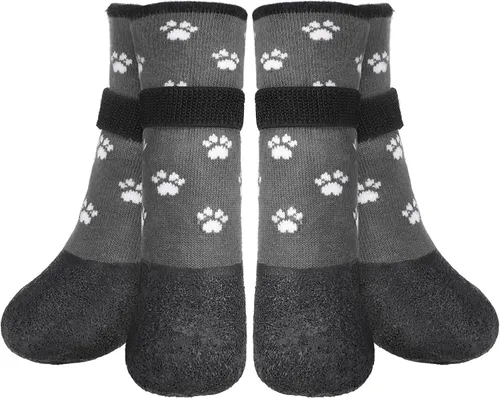 Vista 22 de BEAUTYZOO Calcetines impermeables para perros para evitar que lamen las patas, calcetines navideños para perros para suelos de madera dura