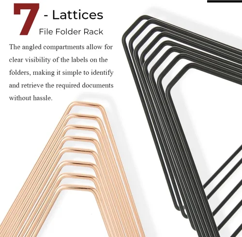 Vista 3 de Y YOMA 1 paquete de estantes negros para carpetas de archivos triangulares, organizador de archivos de metal para escritorio, organizador