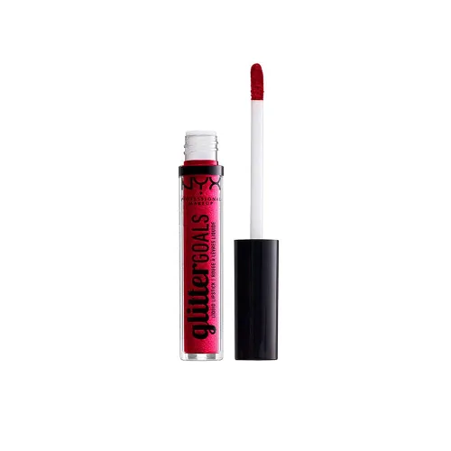 Vista 13 de NYX PROFESSIONAL MAKEUP Lápiz labial líquido Glitter Goals - Alienated (gris oscuro con purpurina plateada)