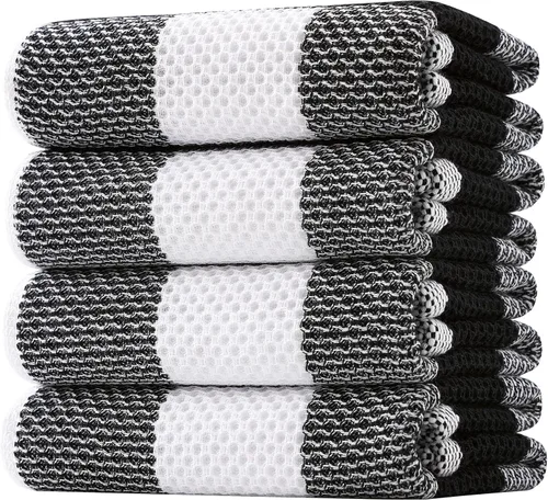 Vista 50 de Homaxy Paquete de 6 paños de cocina 100% algodón, 12 x 12 pulgadas, negro y rojo Negro & rojo