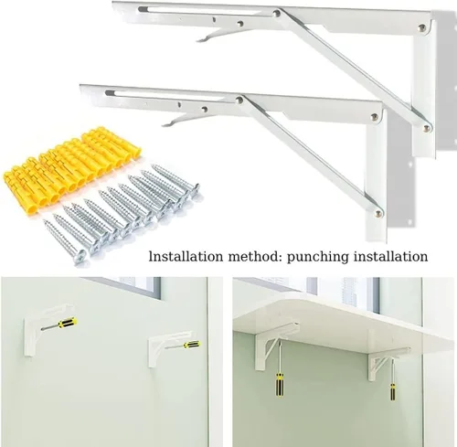 Vista 7 de Mesa plegable para lavandería, mesa de madera montada en la pared, soporte resistente, mesa de pared resistente, mesa plegable flotante, mesa