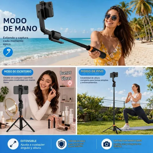 Vista 4 de Trípode de 70 pulgadas para teléfono, trípode portátil todo en uno extensible para celular, trípodes altos de viaje para grabar videos, selfies