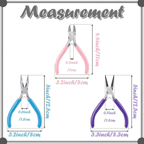 Vista 2 de Pliers 3 Pack Pliers Set Tools for Making and Nose; Round Nose; Cutters Chain; Making Cut for Use