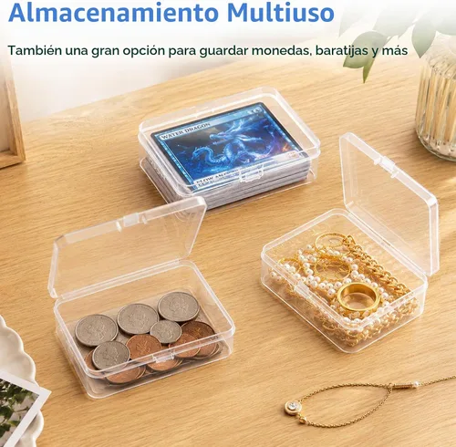 Vista 2 de Kitoyz Juego de cartas de plástico transparente, caja de almacenamiento de tarjetas de acrílico compatible con fundas coleccionables para tarjetas