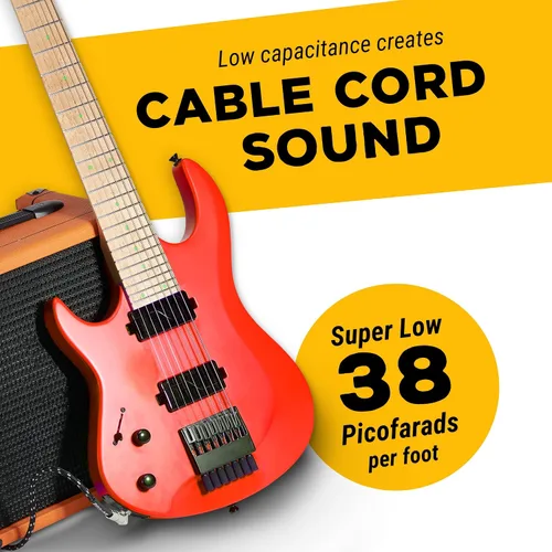 Vista 5 de GLS Audio Cable de instrumento – Cable de amplificador para bajo y guitarra eléctrica – Cable recto a recto para instrumentos de 1/4 de pulgada
