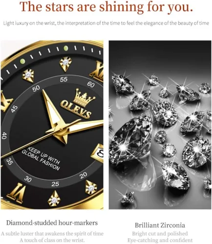 Vista 5 de OLEVS Classic Watches for Women Analog Quartz Watch Stainless Steel Rugged Waterproof Watches Unique Calendar Date Business Wrist Watch
