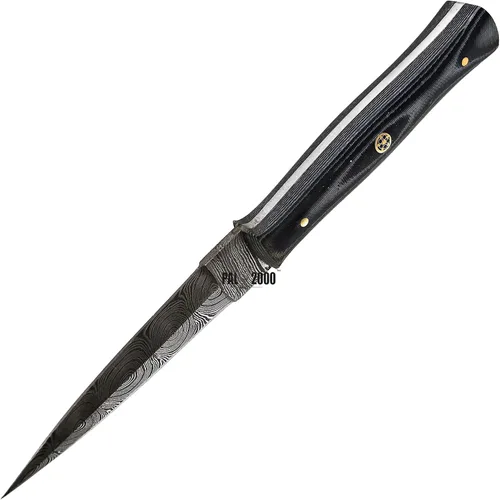 Vista 4 de PAL 2000 KNIVES DAM-2055 Cuchillo de caza hecho a mano de acero de Damasco de 8.4 pulgadas - Mango de micarta con funda