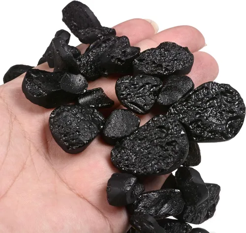 Vista 5 de Natural Tektite Slice Chips Rock DIY Joyería Hacer Cuentas 16 Pulgadas