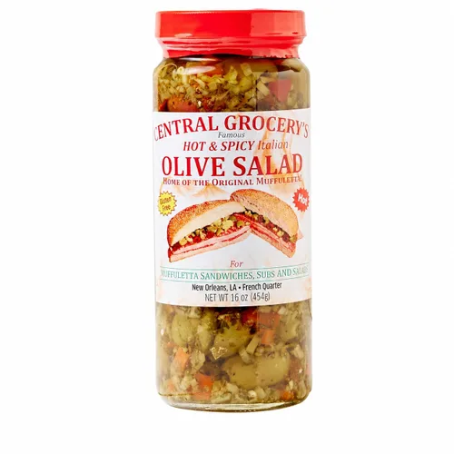 Vista 8 de Central Grocery Ensalada de aceitunas picante y picante de 16 onzas, auténtica ensalada de aceitunas italianas de Nueva Orleans, sándwich picante