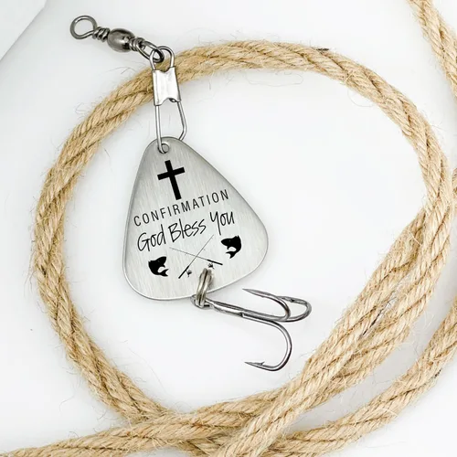 Vista 5 de Faith Gift Fishing Lure Confirmation First Holy Communion Godfather Pastor Church Catholic Cross Waterproof Usable Cross-Lure