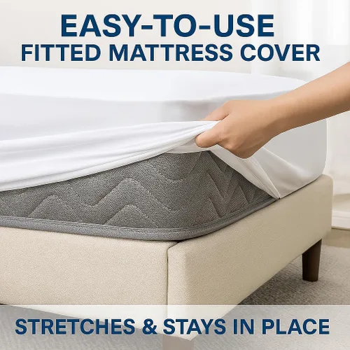 Vista 3 de Protector de colchón de plástico de vinilo estilo sábana ajustable cubierta de colchón impermeable transpirable - Protección contra mojar la cama