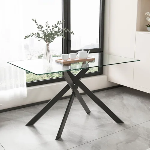 Vista 13 de Mesa de comedor cuadrada de 36 pulgadas para 2, 3, 4 personas, mesa de comedor moderna con patas de metal cromado dorado en forma de X, mesa