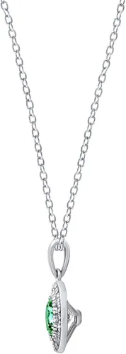 Vista 2 de Tienda Collection Platinum Plated Sterling Silver Halo Pendant Necklace set with Round Cut Infinite Elements Cubic Zirconia