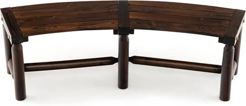 Vista 9 de Tangkula Banco de patio curvo, banco de comedor de madera carbonizada, asiento espacioso y con listones, carga máxima de 710 LBS, banco de 2 plazas