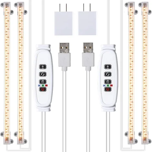 Vista 21 de RWNTAO Lámpara de cultivo de una tira de 2 unidades, tiras de luz LED de espectro completo para plantas de interior con temporizador de encendido