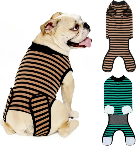 Vista 21 de Paquete de 2 unidades de algodón transpirable para perros de recuperación para después de esterilizar heridas abdominales, protectores profesionales