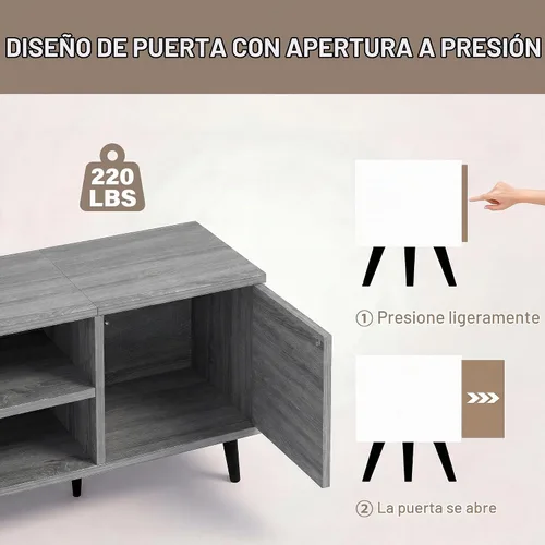 Vista 3 de JUMMICO Soporte de TV moderno Mid-Century con almacenamiento, 50 pulgadas Gris