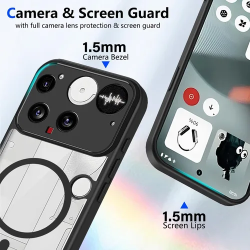 Vista 710 de Funda magnética transparente compatible con Xiaomi 17T, color negro 2 en 1 PC + TPU cubierta de teléfono a prueba de golpes, carcasa protectora